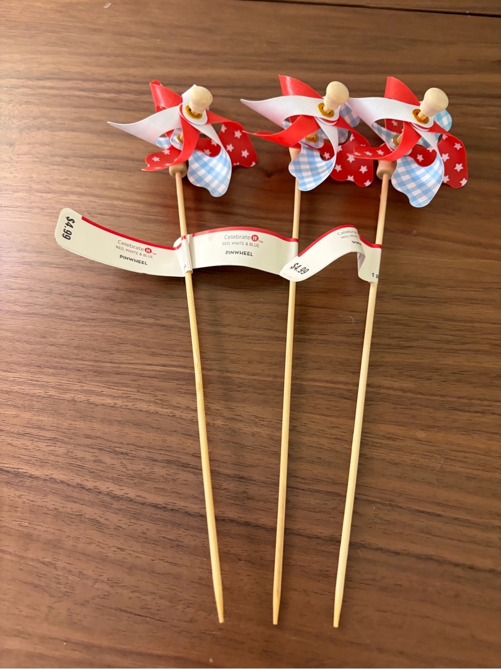 Celebrate It Red White & Blue Patriotic Pinwheels Set of 3 10”